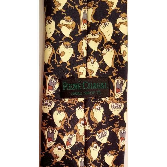 Taz Looney tunes Rene Chagal handmade men's novelty necktie Myung Ju silk - Picture 3 of 5